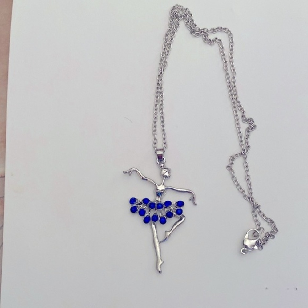 Ballerina necklace - rhinestones are a blue/purple color